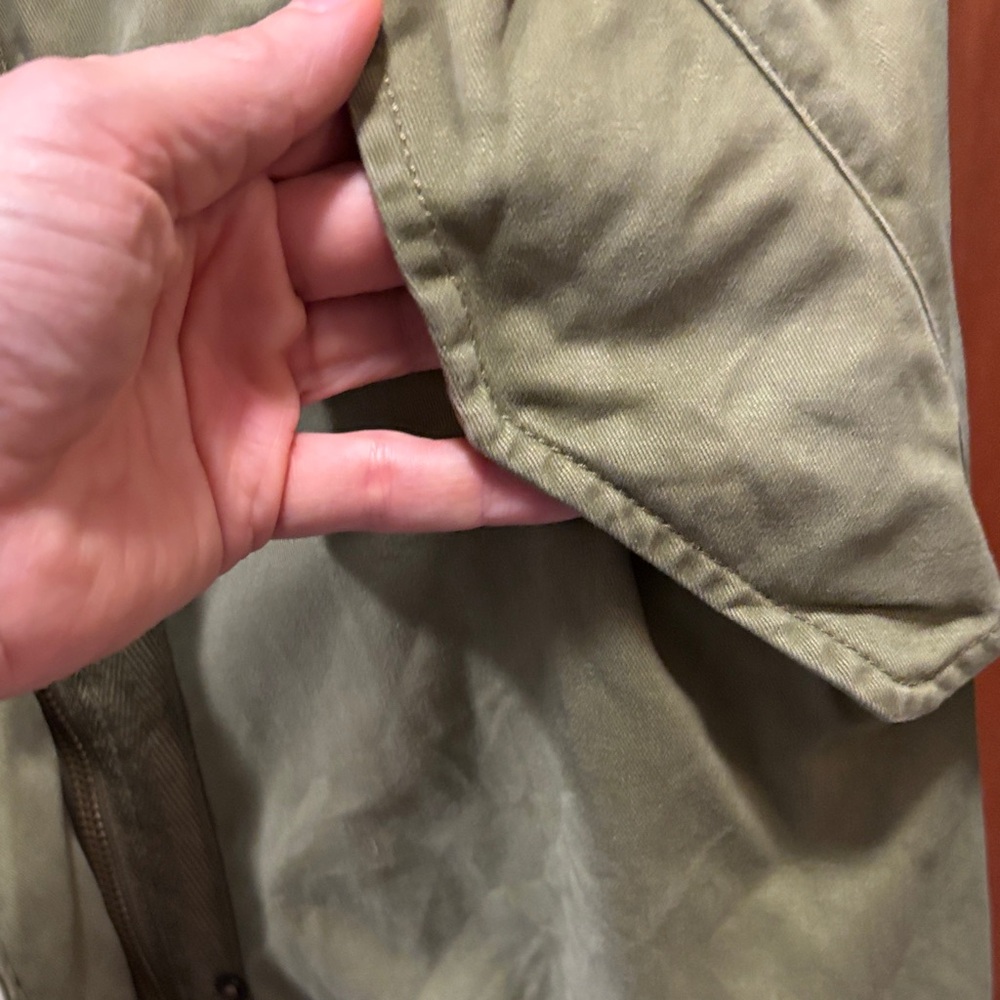 Zara Basic Olive Green Coat With Back Graphic Det… - image 6